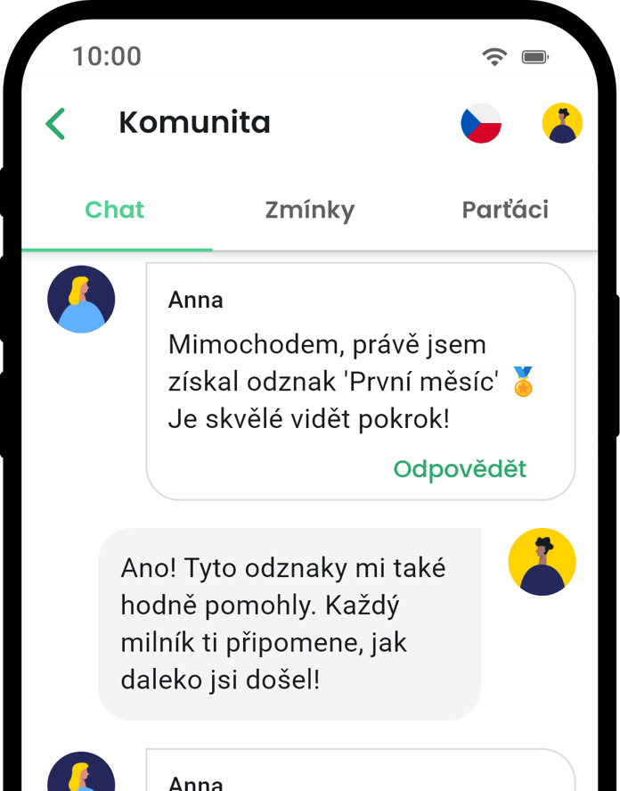 QuitNow app community screen showing user support
