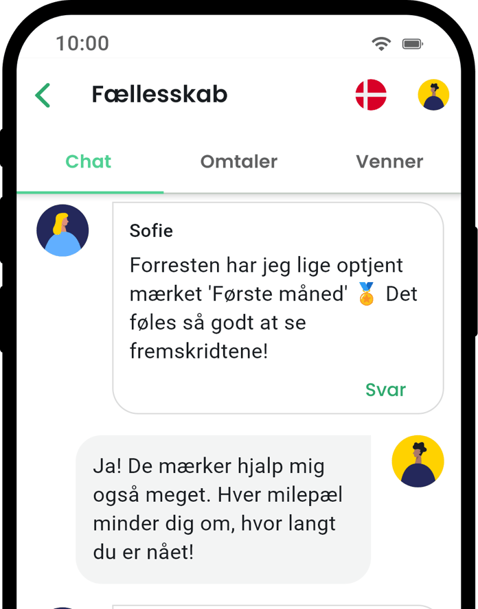QuitNow app community screen showing user support