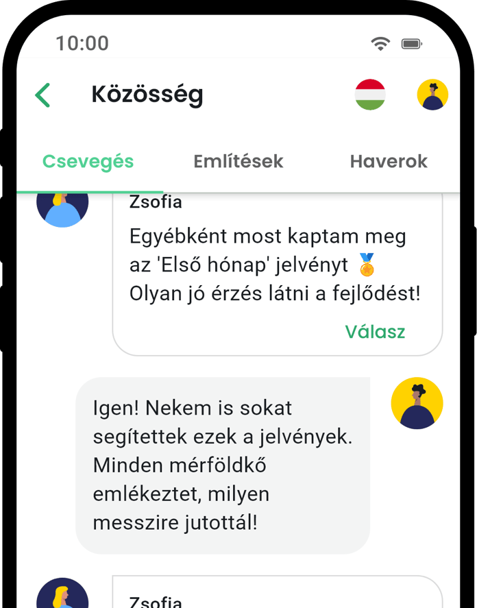 QuitNow app community screen showing user support