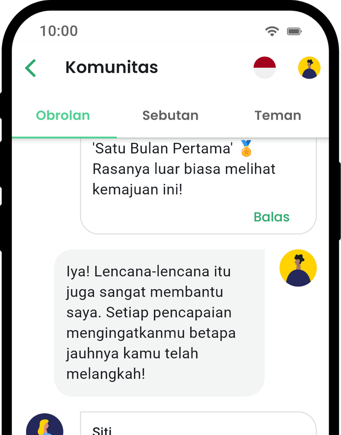 QuitNow app community screen showing user support