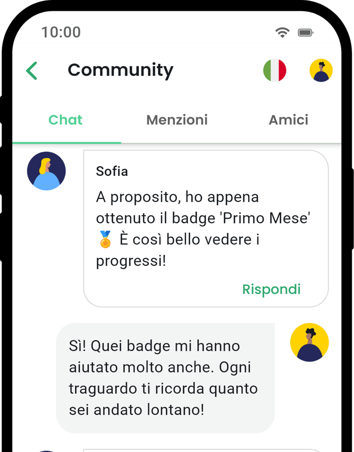 QuitNow app community screen showing user support