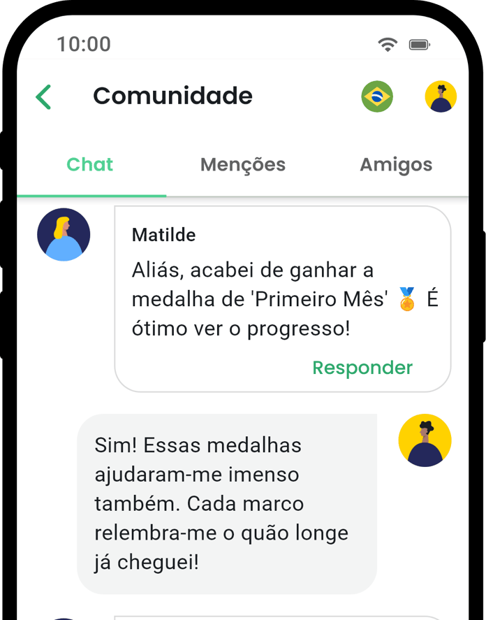 QuitNow app community screen showing user support