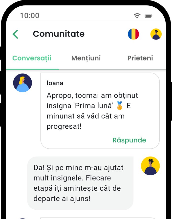 QuitNow app community screen showing user support